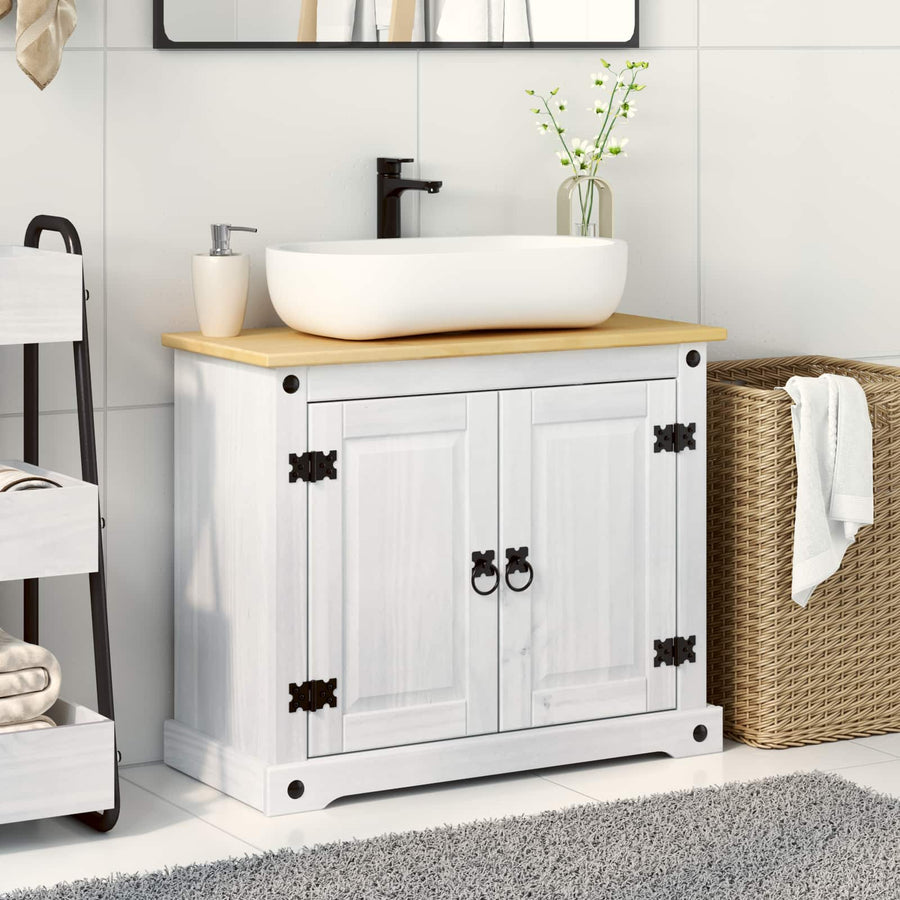 Wastafelkast met plank Wit 73 x 33 x 60 cm Massief grenenhout