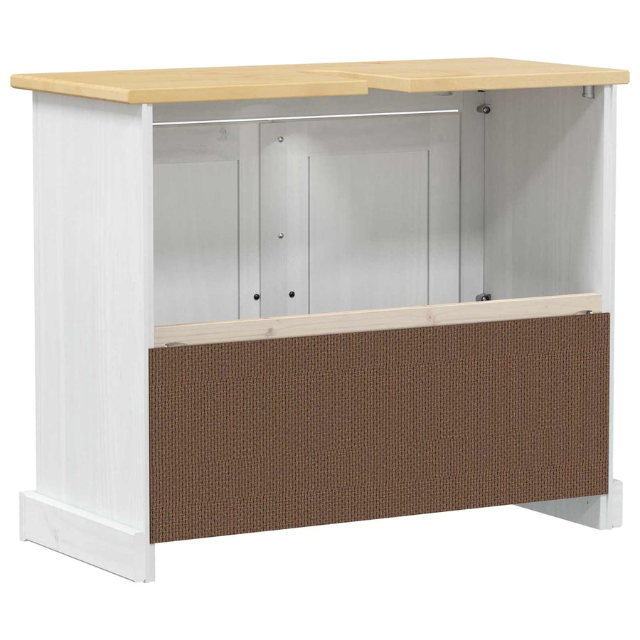 Wastafelkast met plank Wit 73 x 33 x 60 cm Massief grenenhout