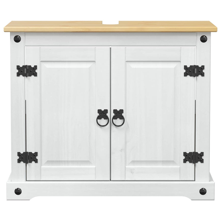 Wastafelkast met plank Wit 73 x 33 x 60 cm Massief grenenhout