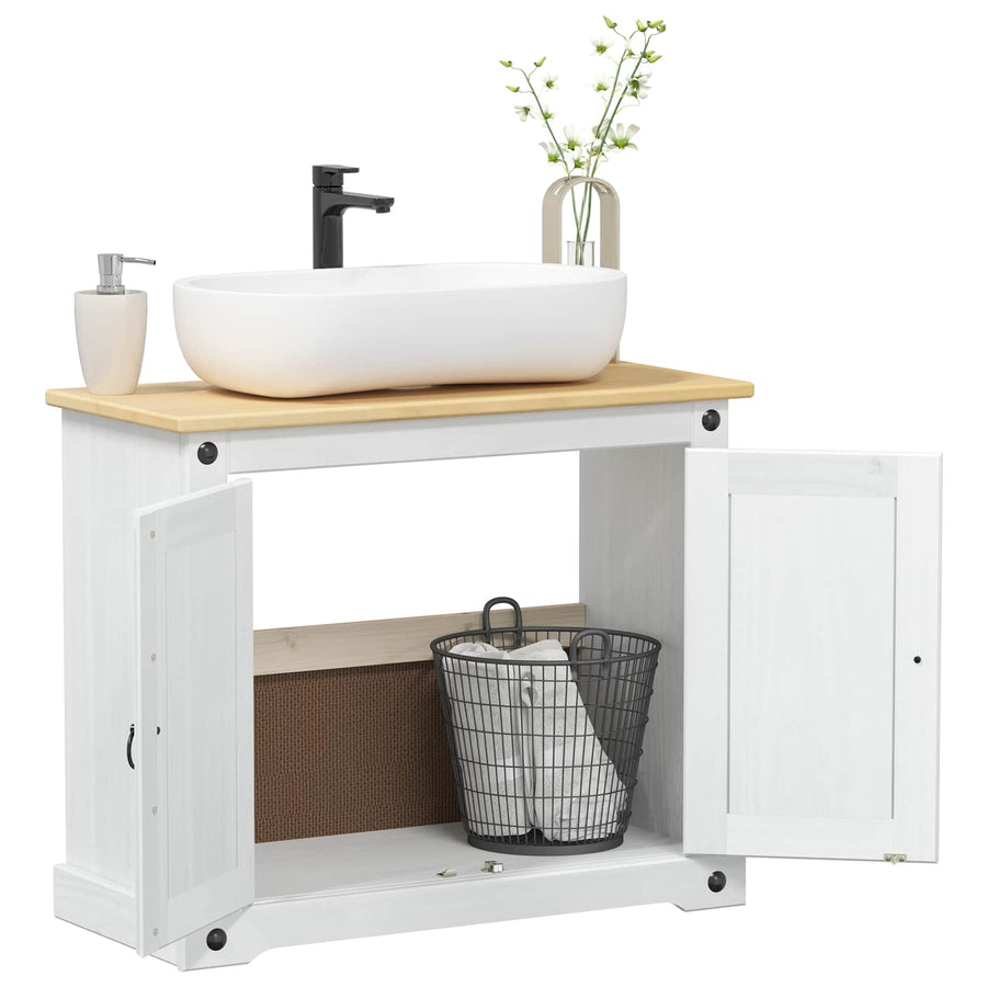 Wastafelkast met plank Wit 73 x 33 x 60 cm Massief grenenhout