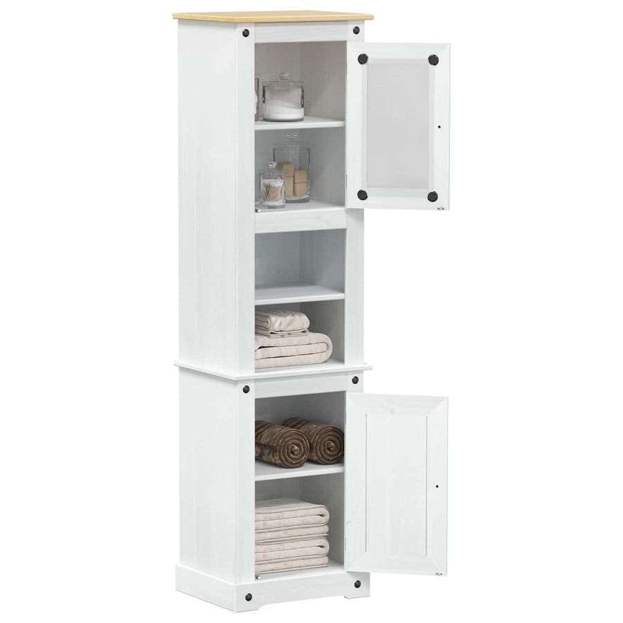 Badkamerkast met plank Wit 50 x 40 x 185 cm Massief grenenhout