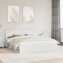 Bedframe Met Hoofdeinde Bewerkt Hout Wit 200 x 200 cm