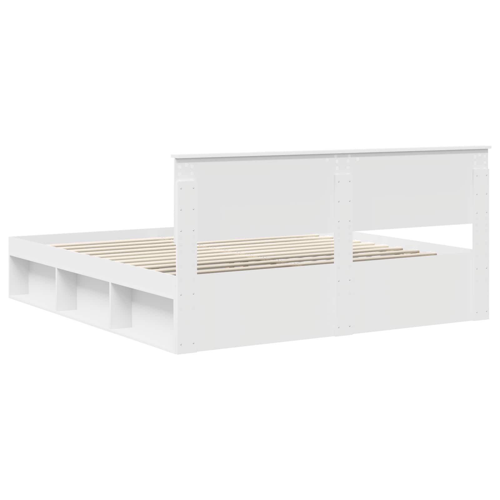 Bedframe Met Hoofdeinde Bewerkt Hout Wit 200 x 200 cm