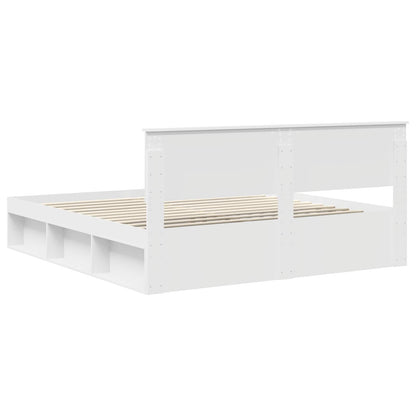 Bedframe Met Hoofdeinde Bewerkt Hout Wit 200 x 200 cm