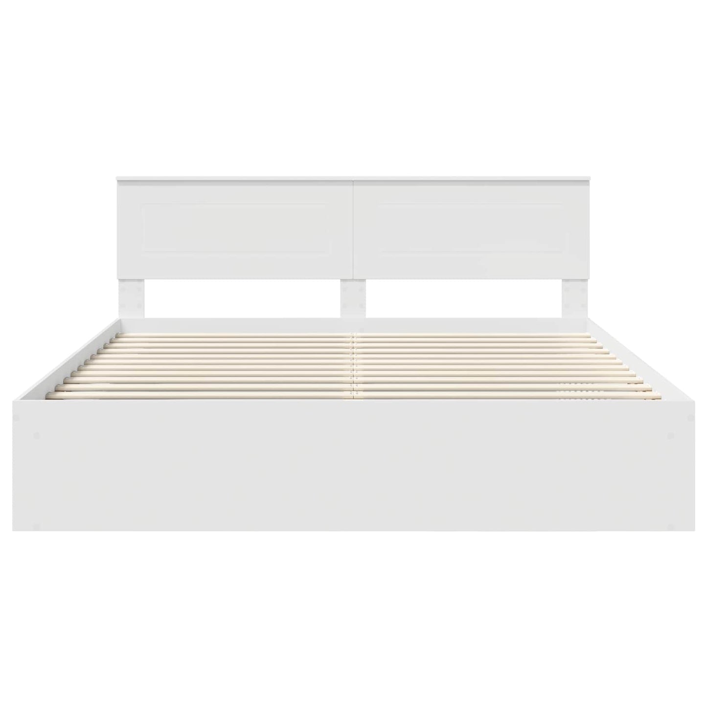 Bedframe Met Hoofdeinde Bewerkt Hout Wit 200 x 200 cm