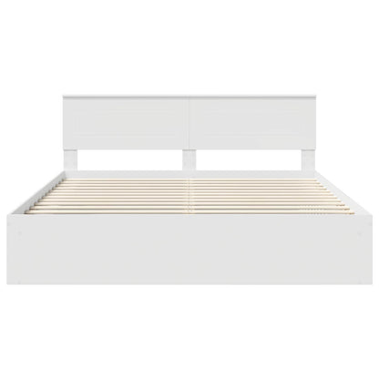 Bedframe Met Hoofdeinde Bewerkt Hout Wit 200 x 200 cm