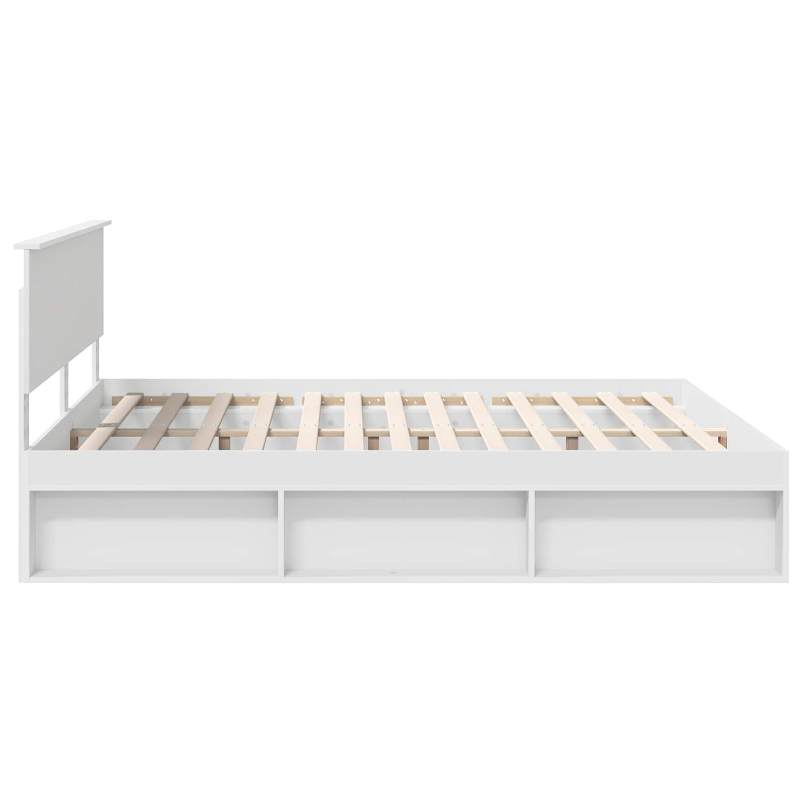 Bedframe Met Hoofdeinde Bewerkt Hout Wit 200 x 200 cm