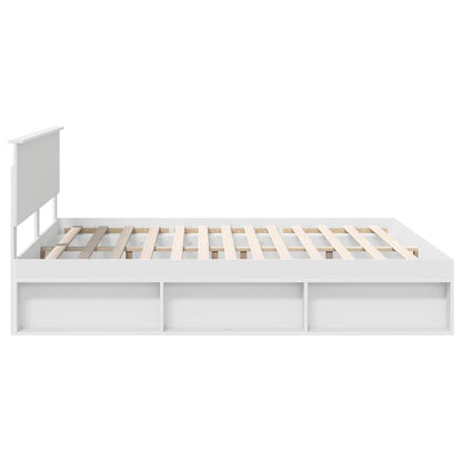 Bedframe Met Hoofdeinde Bewerkt Hout Wit 200 x 200 cm