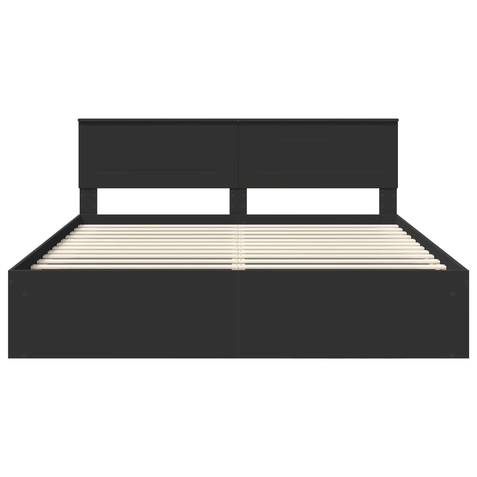 Bedframe Met Hoofdeinde Bewerkt Hout Zwart 200 x 200 cm