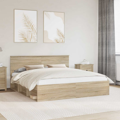 Bedframe Met Hoofdeinde Sonoma Bewerkt Hout Sonoma Eiken 200 x 200 cm