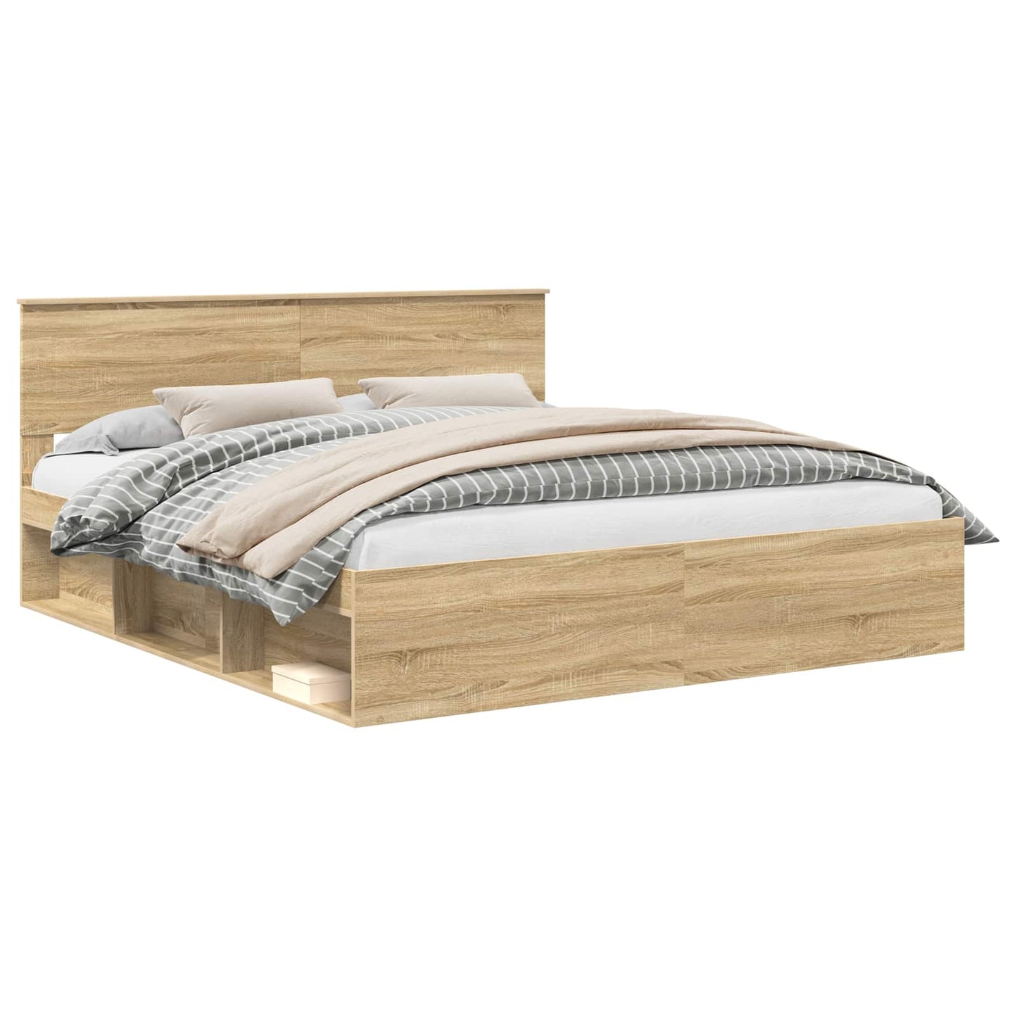 Bedframe Met Hoofdeinde Sonoma Bewerkt Hout Sonoma Eiken 200 x 200 cm