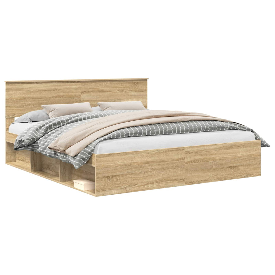 Bedframe Met Hoofdeinde Sonoma Bewerkt Hout Sonoma Eiken 200 x 200 cm