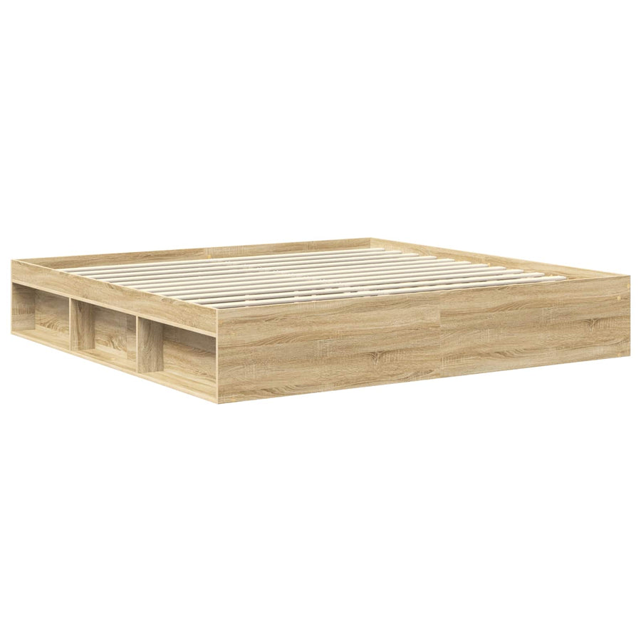 Bedframe Met Hoofdeinde Sonoma Bewerkt Hout Sonoma Eiken 200 x 200 cm