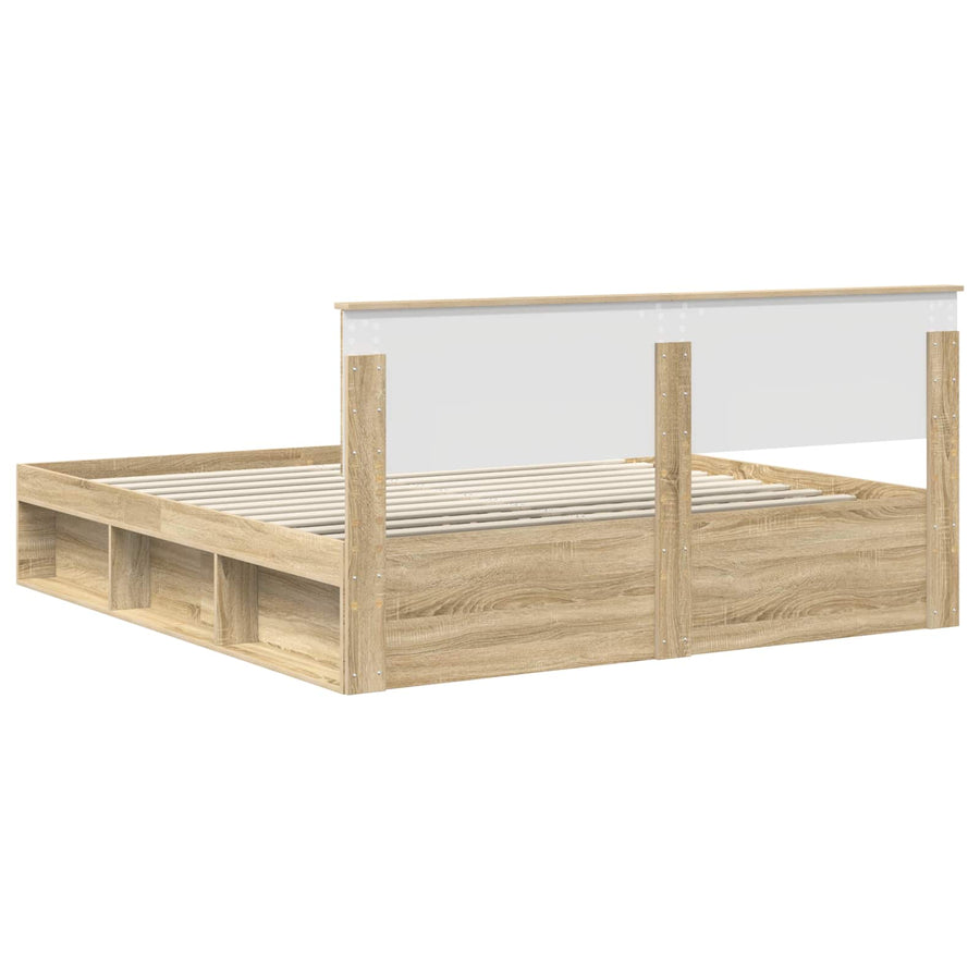 Bedframe Met Hoofdeinde Sonoma Bewerkt Hout Sonoma Eiken 200 x 200 cm