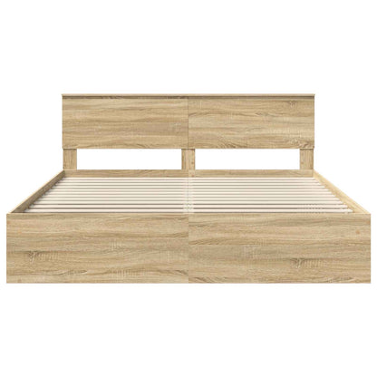 Bedframe Met Hoofdeinde Sonoma Bewerkt Hout Sonoma Eiken 200 x 200 cm
