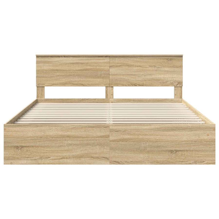 Bedframe Met Hoofdeinde Sonoma Bewerkt Hout Sonoma Eiken 200 x 200 cm