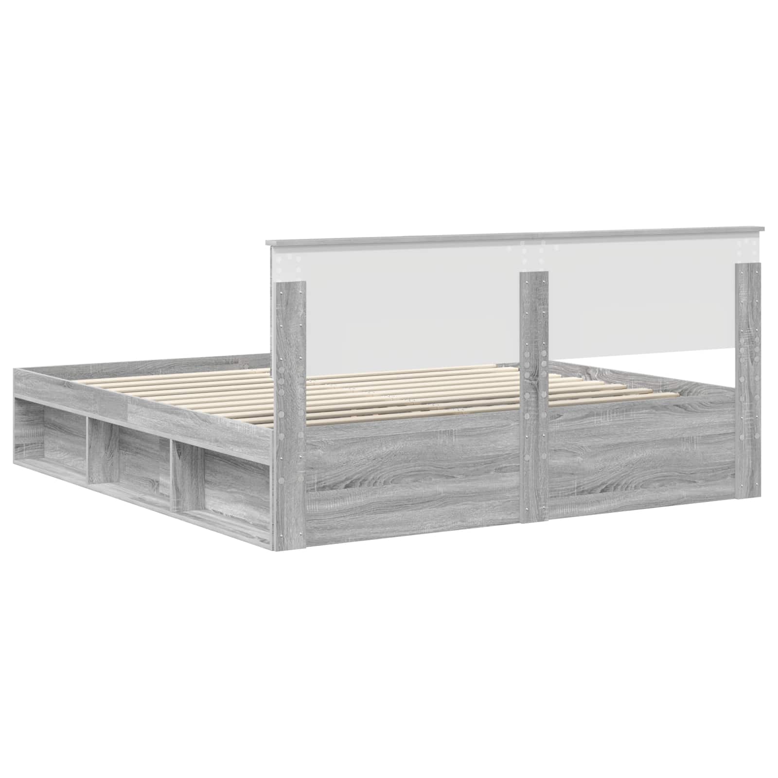 Bedframe Met Hoofdeinde Bewerkt Hout Grijs Sonoma 200 x 200 cm
