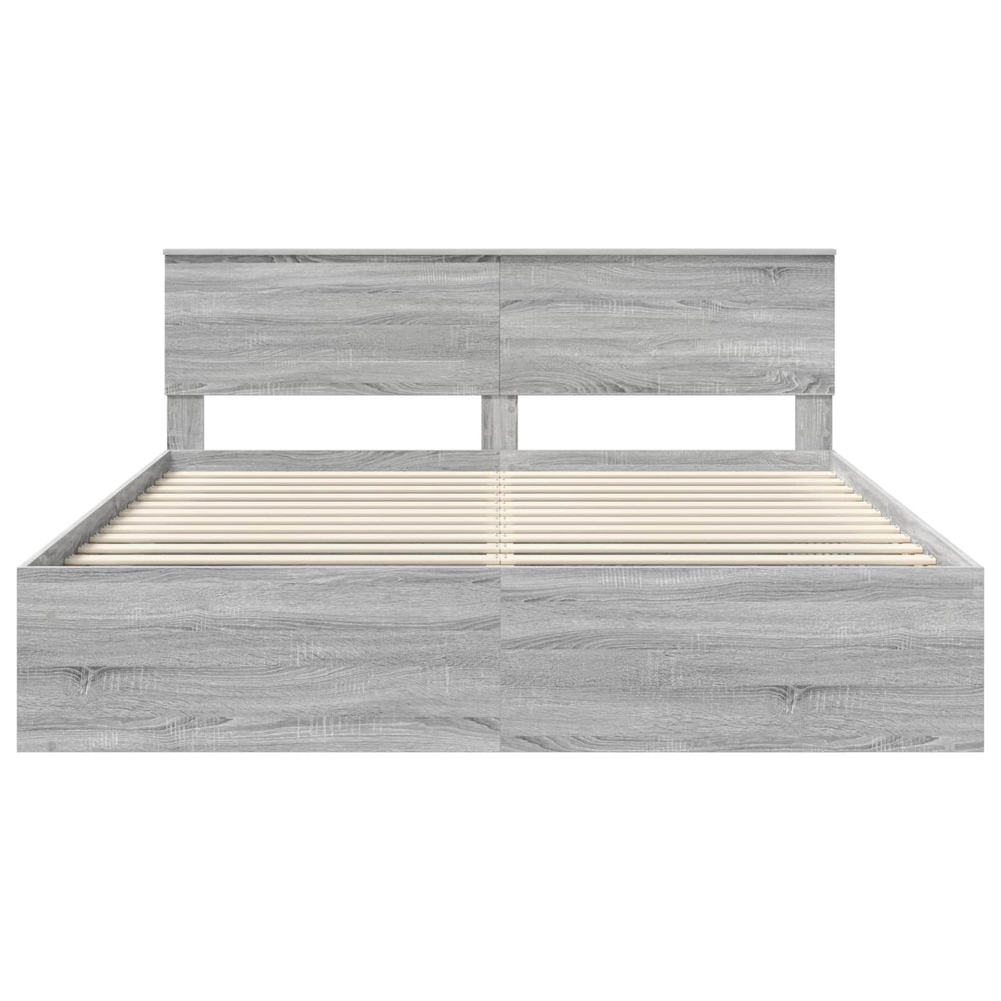 Bedframe Met Hoofdeinde Bewerkt Hout Grijs Sonoma 200 x 200 cm
