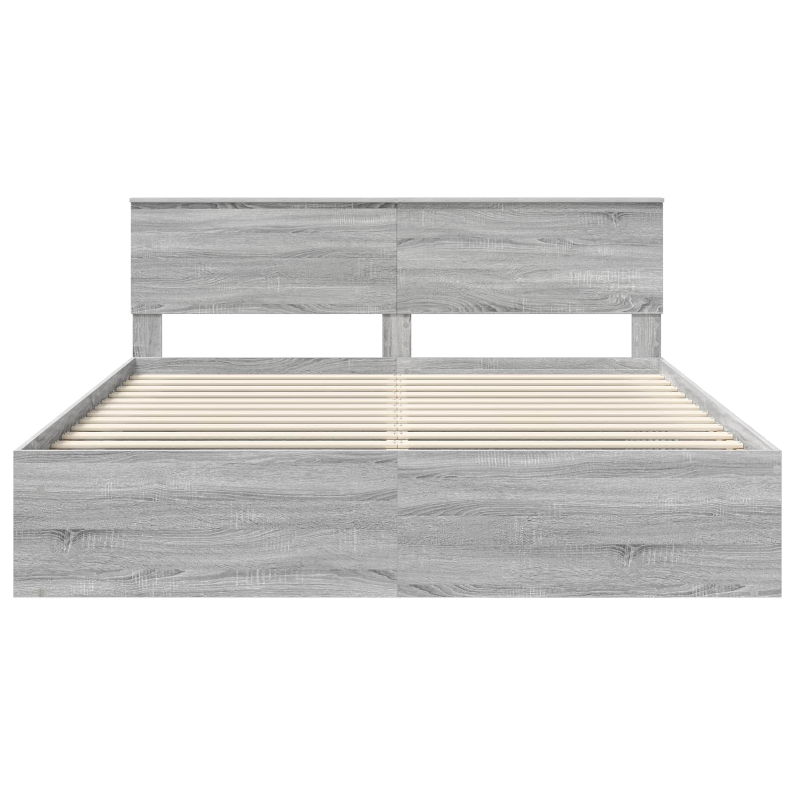 Bedframe Met Hoofdeinde Bewerkt Hout Grijs Sonoma 200 x 200 cm