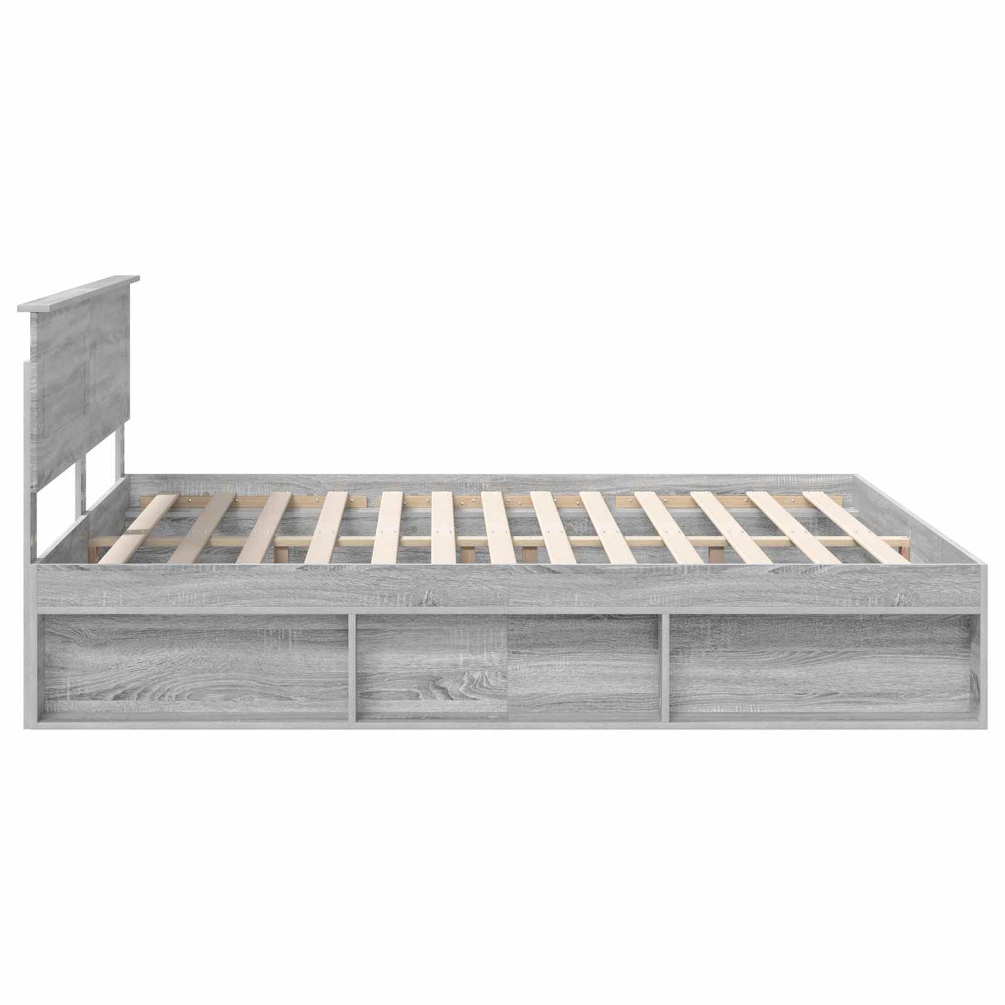 Bedframe Met Hoofdeinde Bewerkt Hout Grijs Sonoma 200 x 200 cm