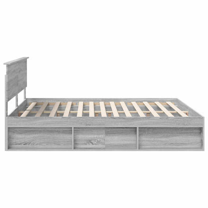 Bedframe Met Hoofdeinde Bewerkt Hout Grijs Sonoma 200 x 200 cm