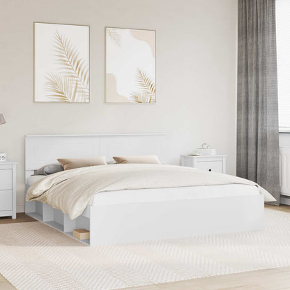 Bedframe met hoofdeinde Wit 180 x 200 cm Bewerkt hout