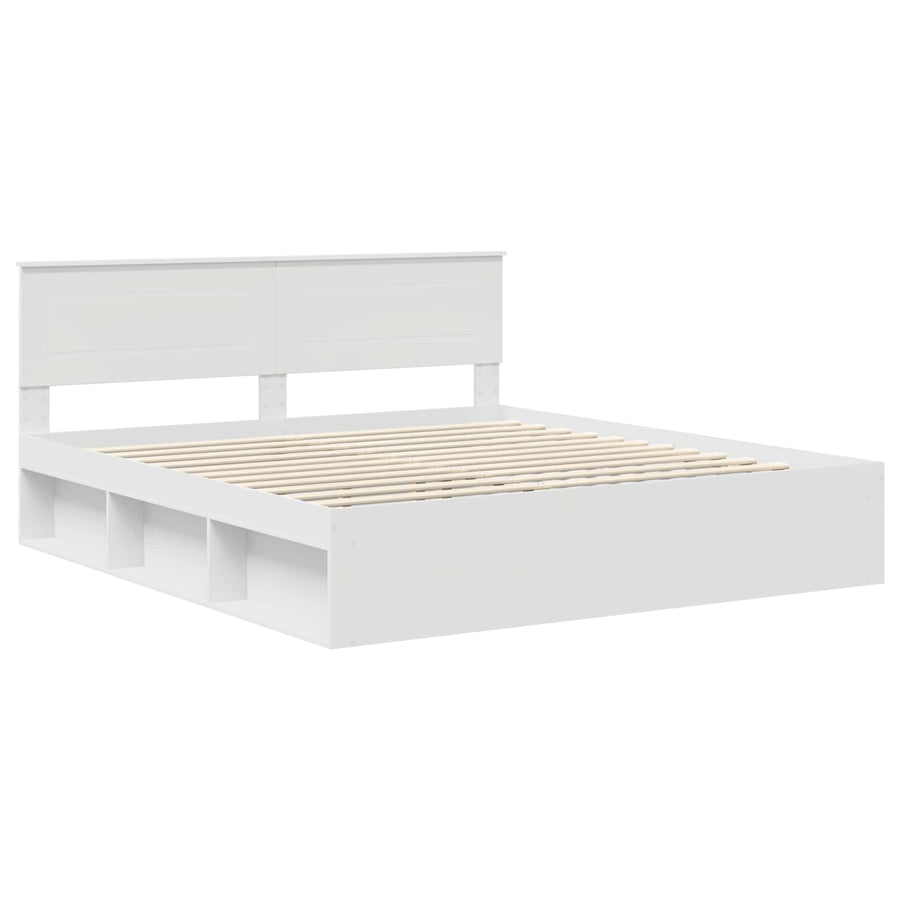Bedframe met hoofdeinde Wit 180 x 200 cm Bewerkt hout