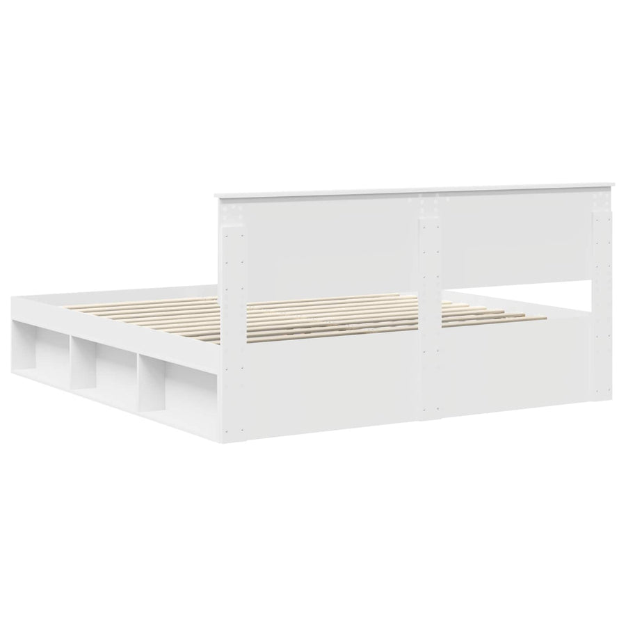 Bedframe met hoofdeinde Wit 180 x 200 cm Bewerkt hout