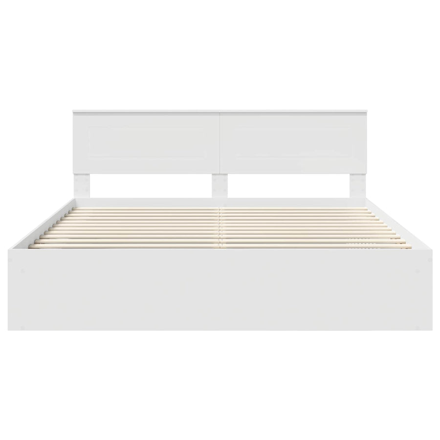 Bedframe met hoofdeinde Wit 180 x 200 cm Bewerkt hout