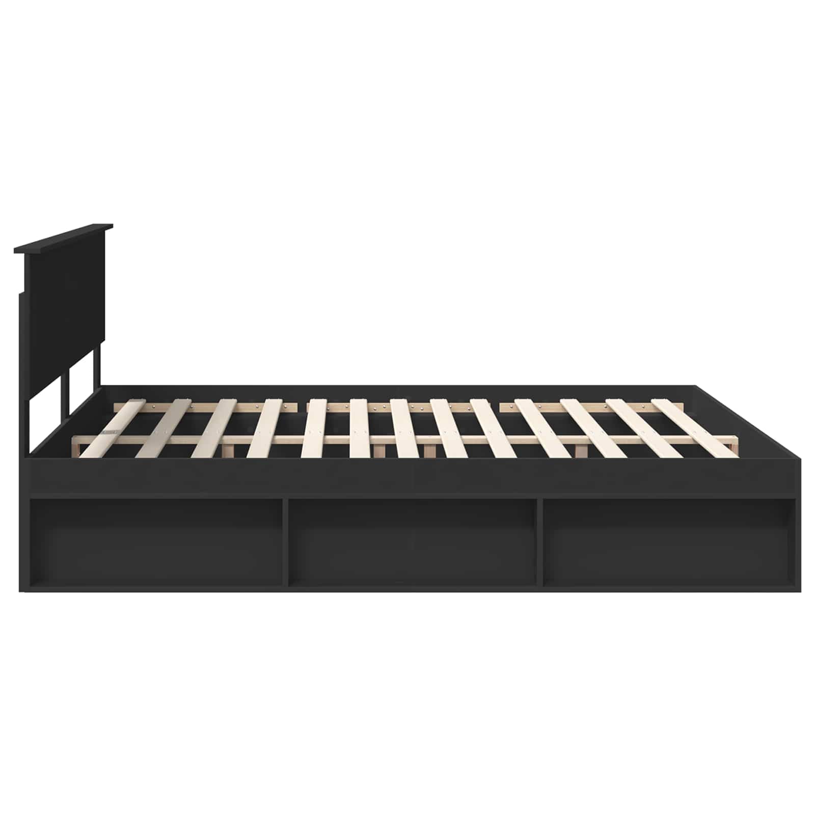 Bedframe met hoofdeinde Zwart 180 x 200 cm Bewerkt hout