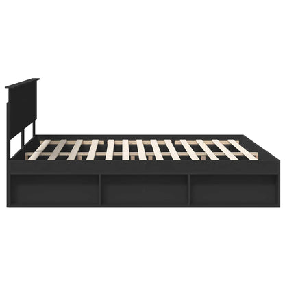 Bedframe met hoofdeinde Zwart 180 x 200 cm Bewerkt hout