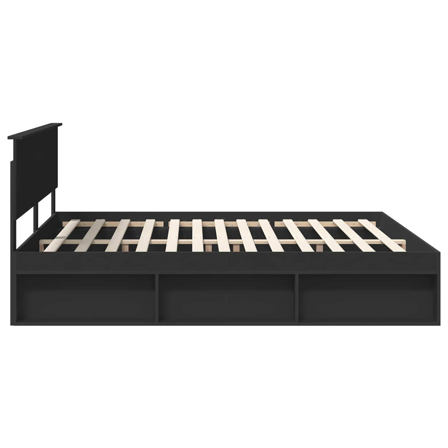 Bedframe met hoofdeinde Zwart 180 x 200 cm Bewerkt hout