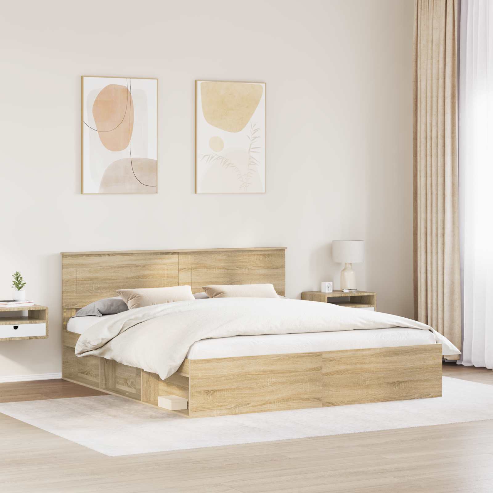 Bedframe met hoofdeinde Sonoma 180 x 200 cm Bewerkt hout