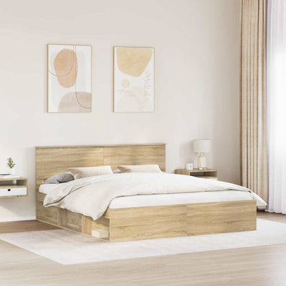 Bedframe met hoofdeinde Sonoma 180 x 200 cm Bewerkt hout