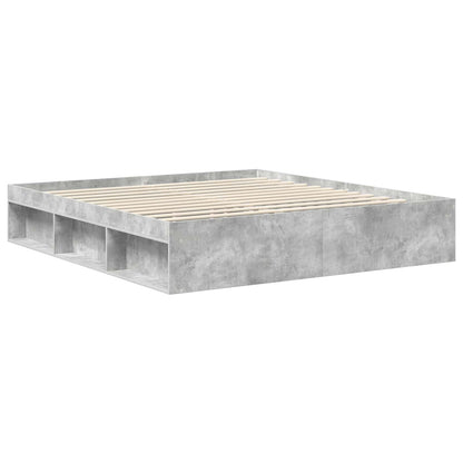 Bedframe met hoofdeinde Beton 180 x 200 cm Bewerkt hout