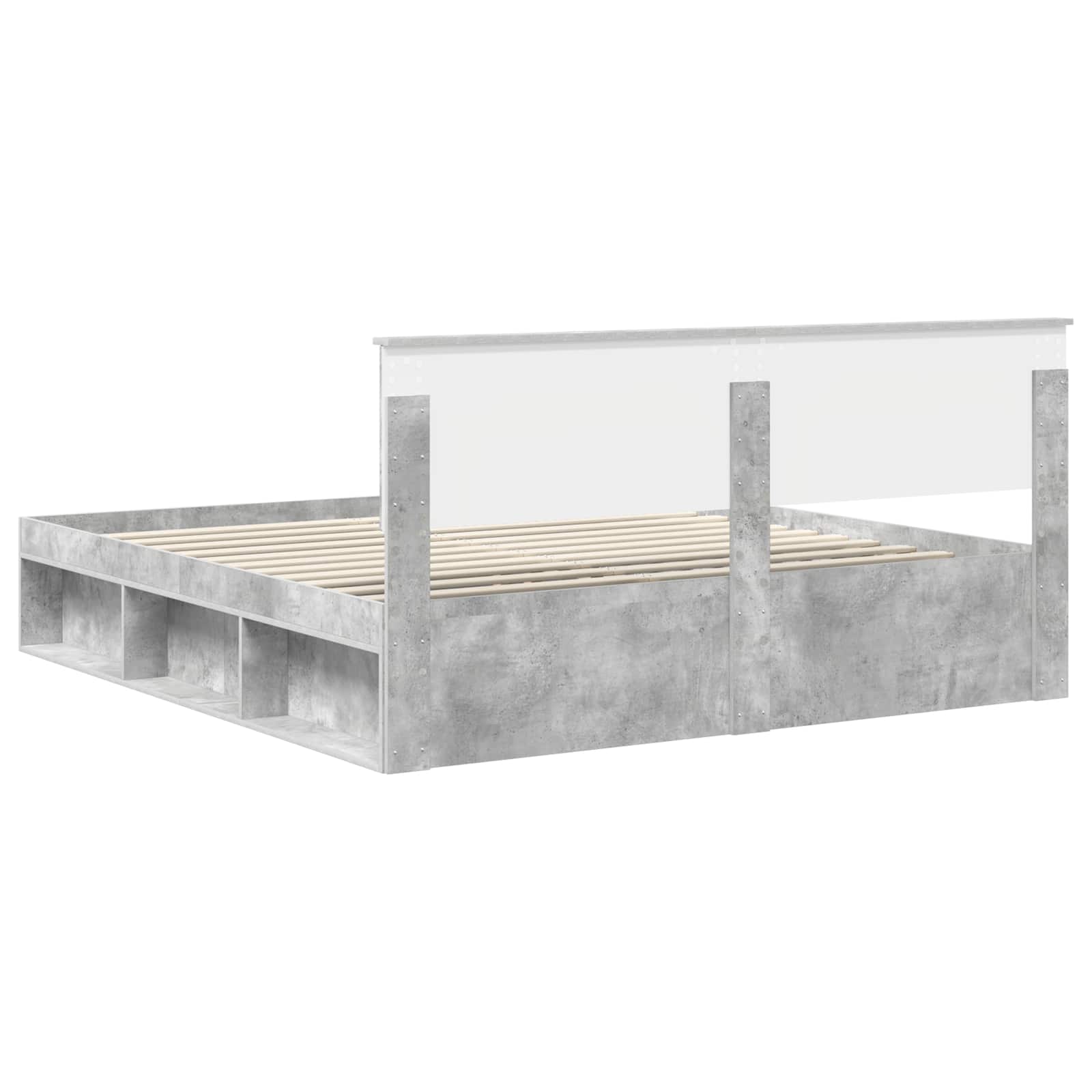 Bedframe met hoofdeinde Beton 180 x 200 cm Bewerkt hout