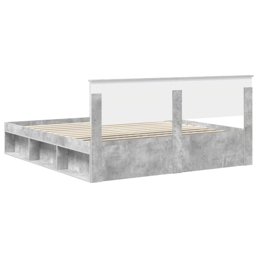 Bedframe met hoofdeinde Beton 180 x 200 cm Bewerkt hout