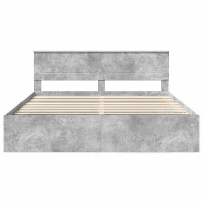 Bedframe met hoofdeinde Beton 180 x 200 cm Bewerkt hout
