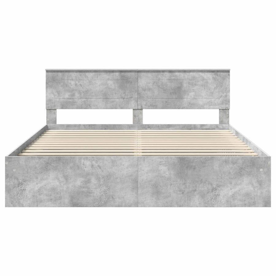 Bedframe met hoofdeinde Beton 180 x 200 cm Bewerkt hout