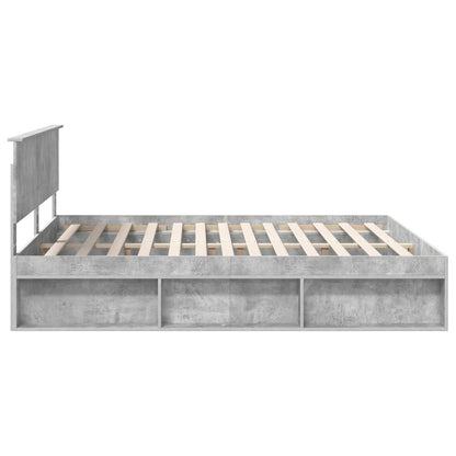 Bedframe met hoofdeinde Beton 180 x 200 cm Bewerkt hout