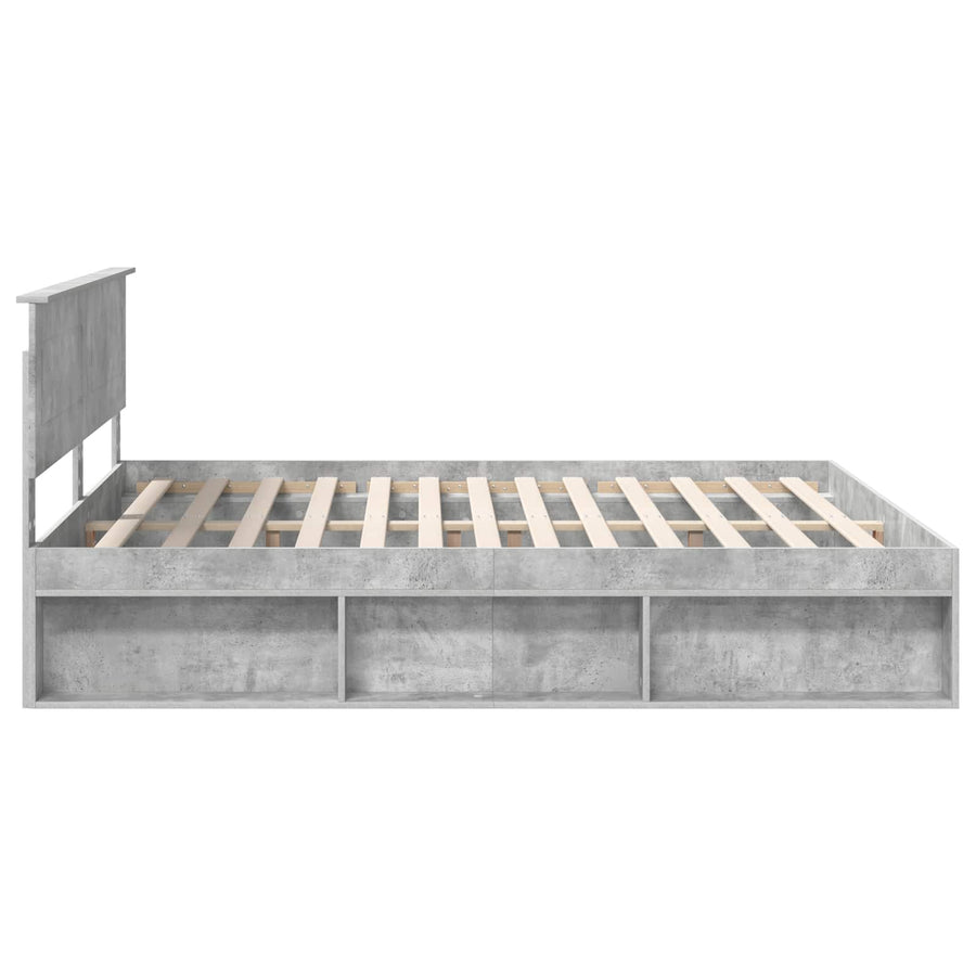 Bedframe met hoofdeinde Beton 180 x 200 cm Bewerkt hout