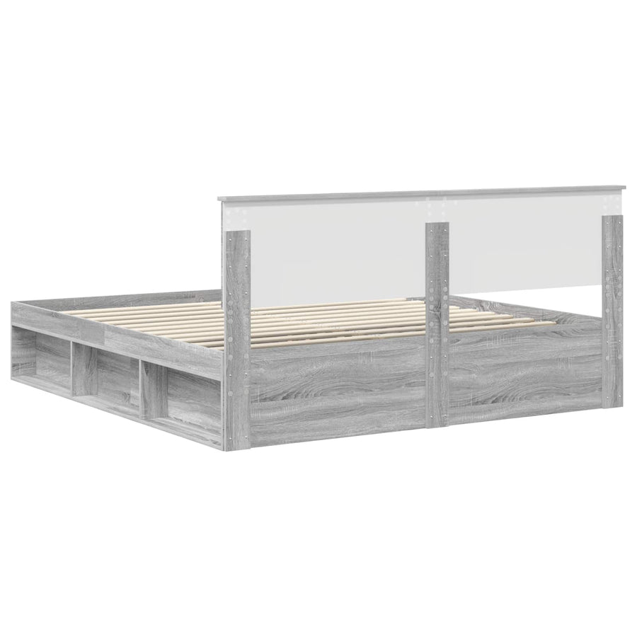 Bedframe met hoofdeinde Grijs Sonoma 180 x 200 cm Bewerkt hout