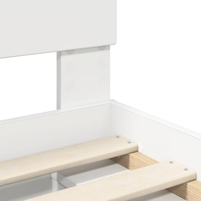 Bedframe Met Hoofdeinde Bewerkt Hout Wit 160 x 200 cm