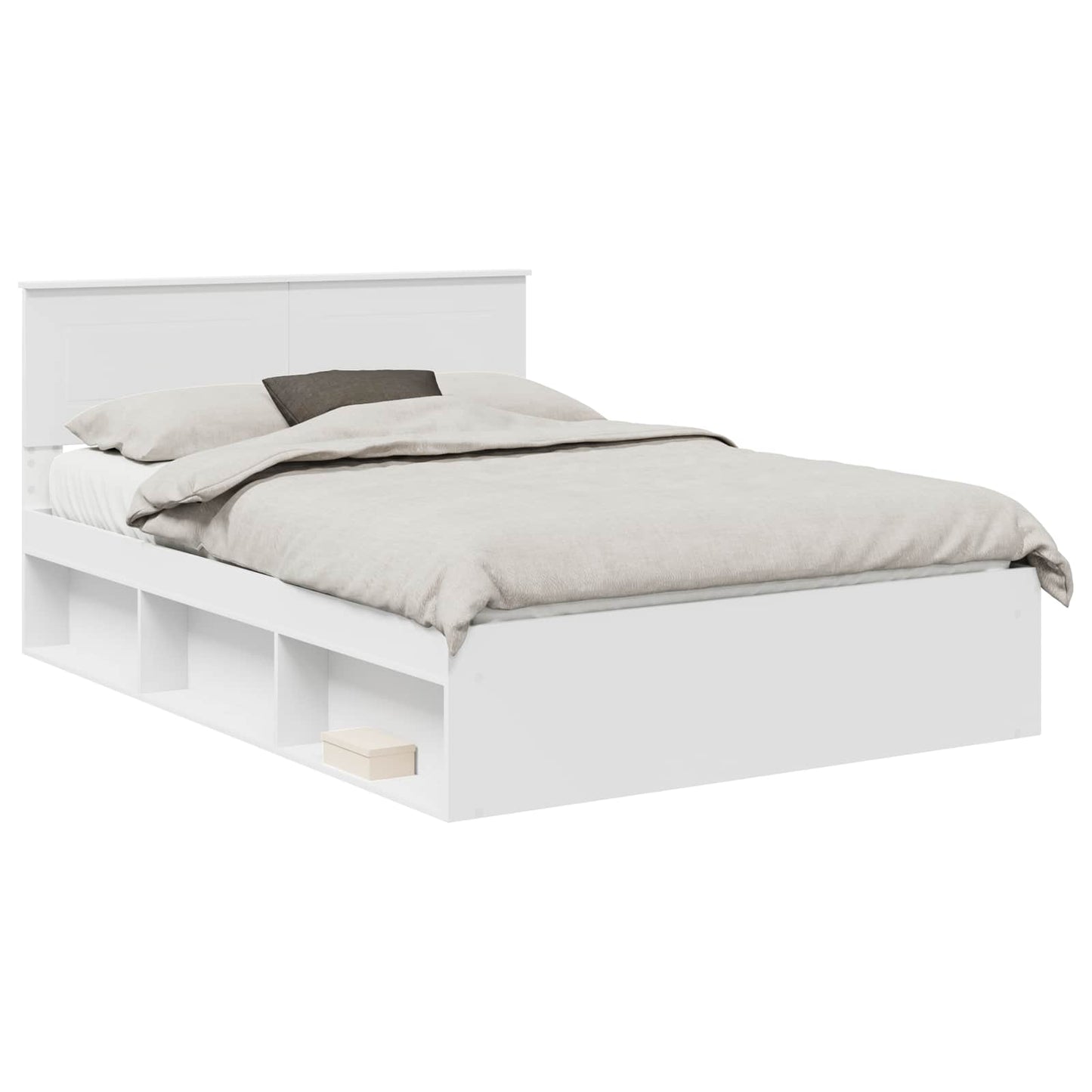 Bedframe Met Hoofdeinde Bewerkt Hout Wit 160 x 200 cm