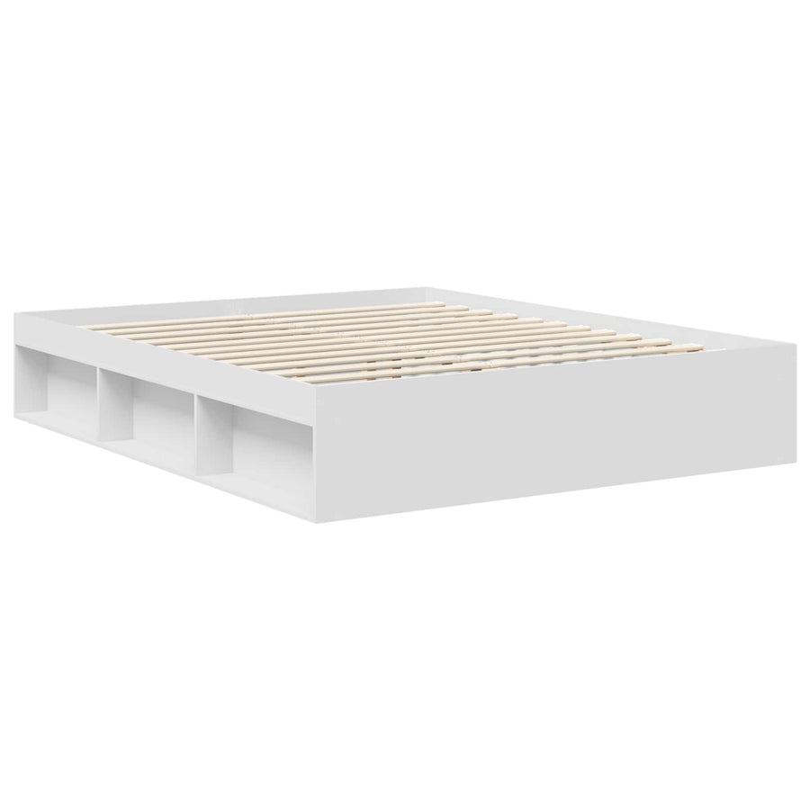 Bedframe Met Hoofdeinde Bewerkt Hout Wit 160 x 200 cm