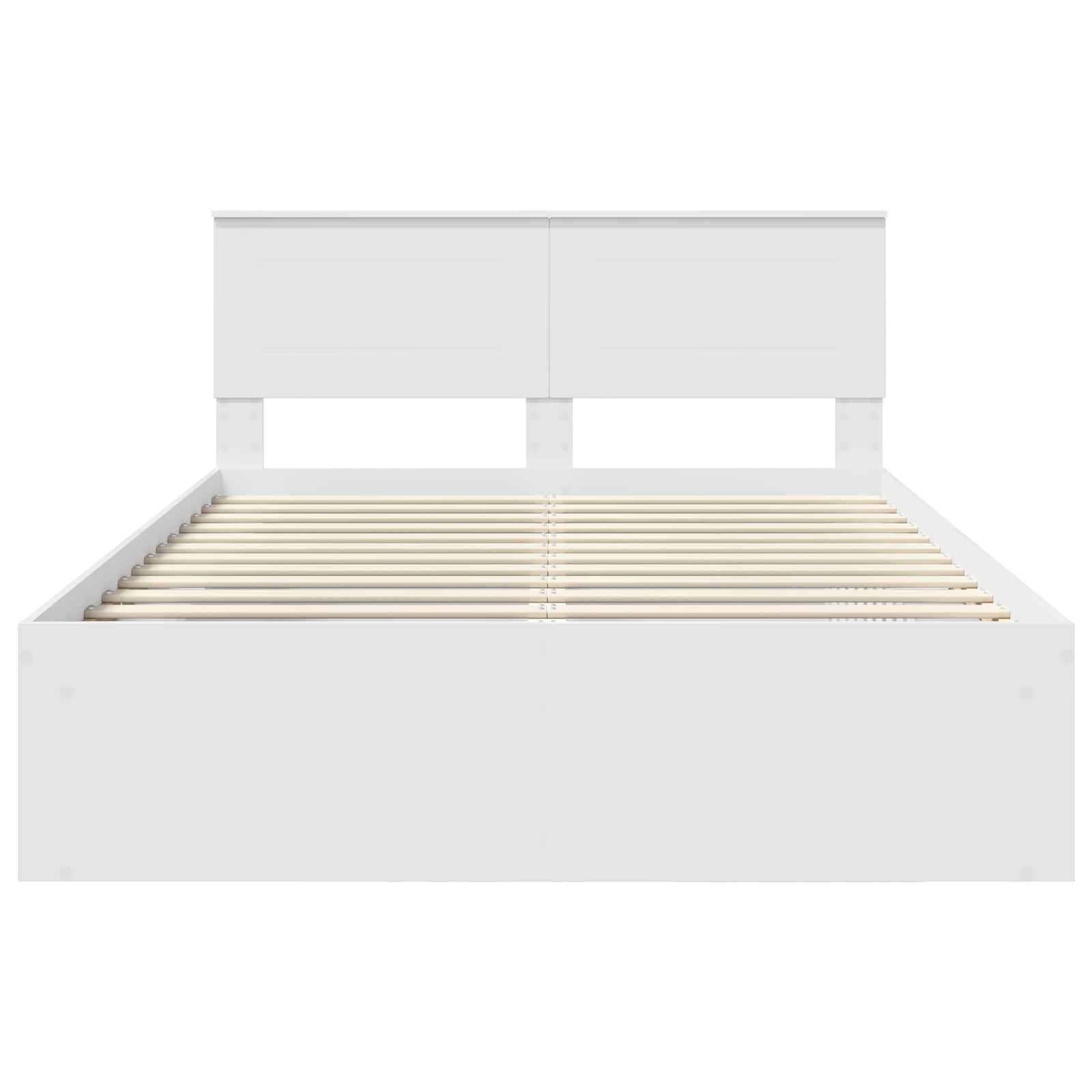 Bedframe Met Hoofdeinde Bewerkt Hout Wit 160 x 200 cm