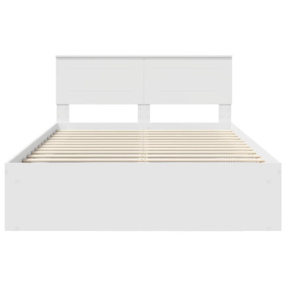 Bedframe Met Hoofdeinde Bewerkt Hout Wit 160 x 200 cm