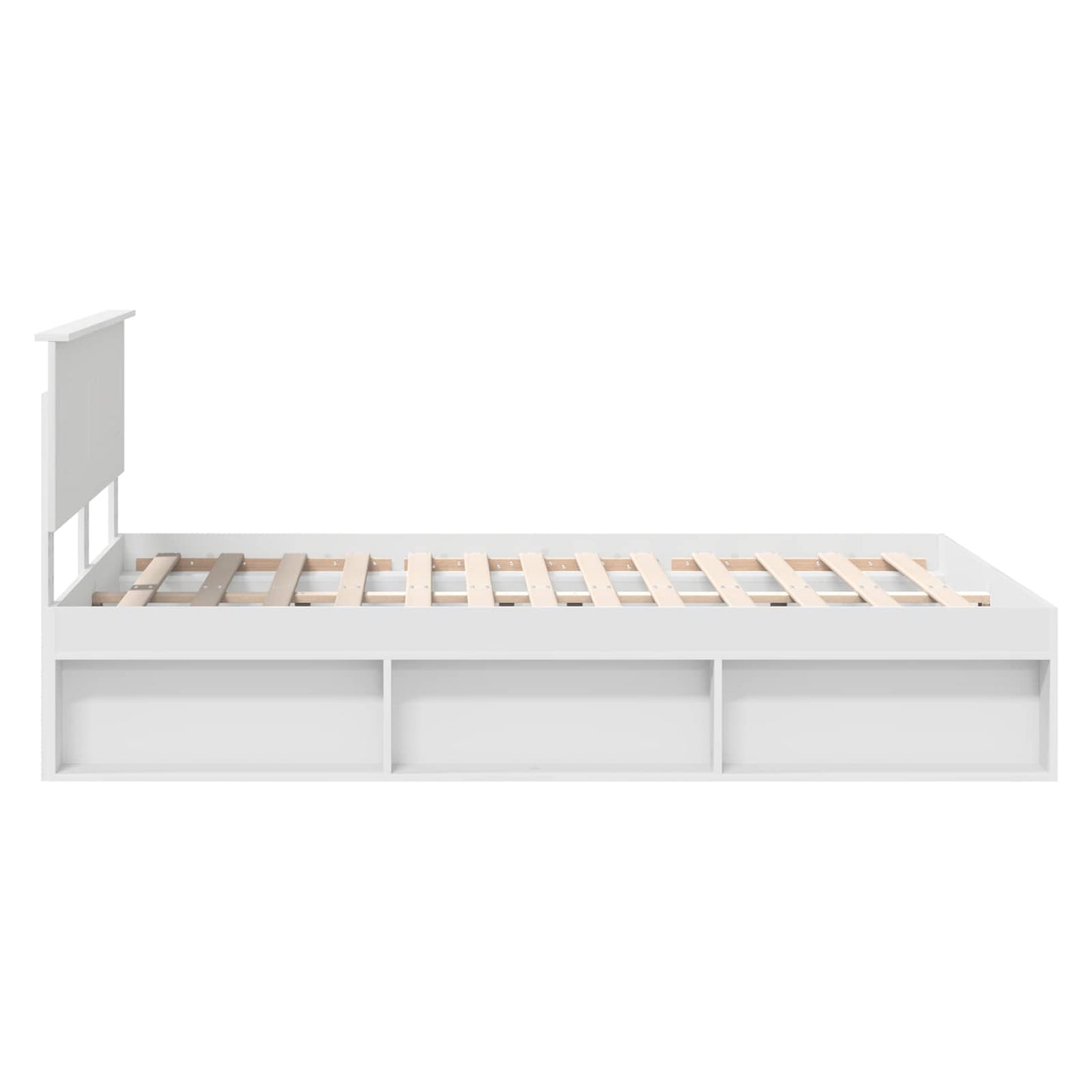 Bedframe Met Hoofdeinde Bewerkt Hout Wit 160 x 200 cm