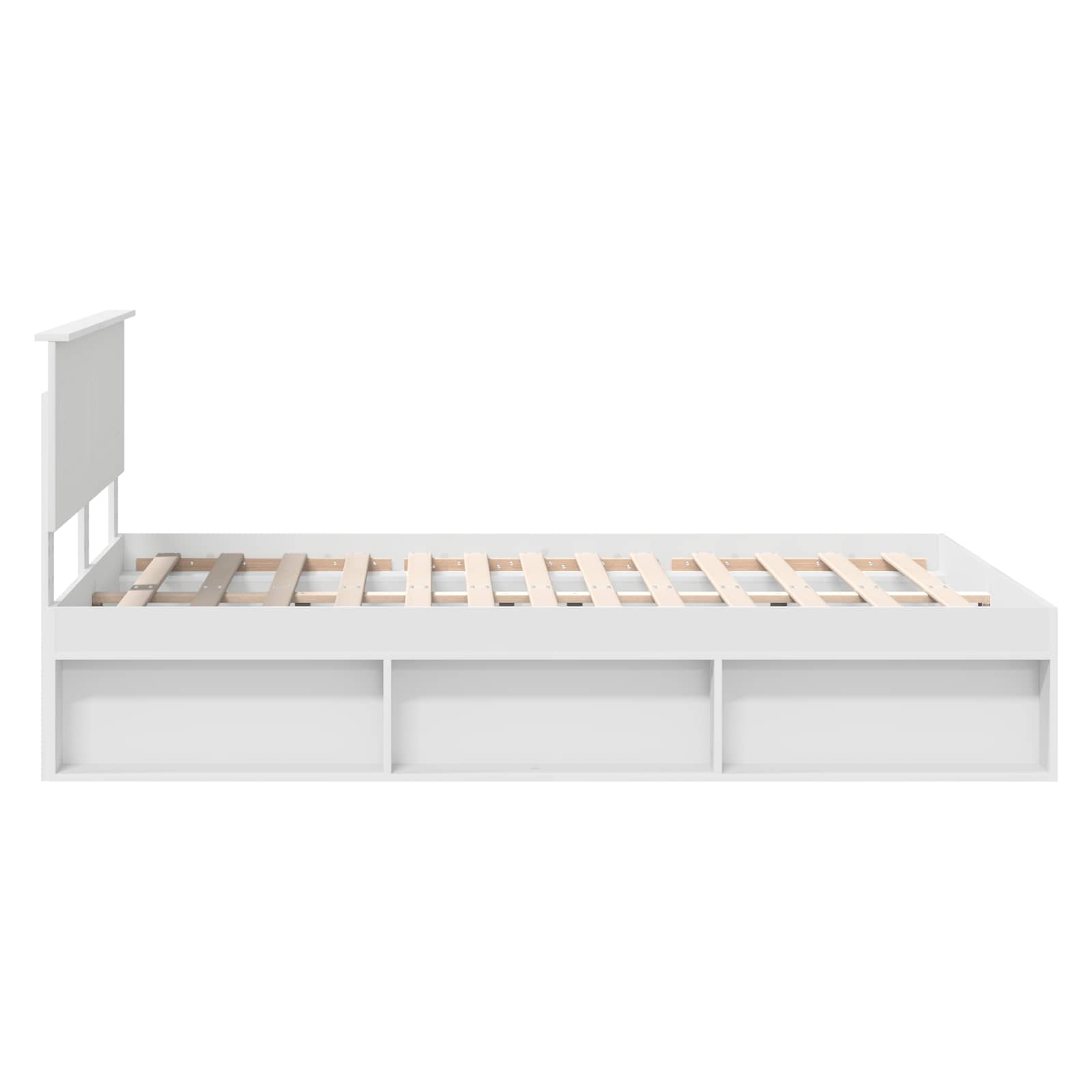 Bedframe Met Hoofdeinde Bewerkt Hout Wit 160 x 200 cm