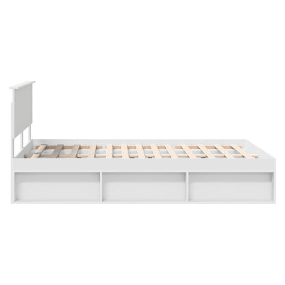 Bedframe Met Hoofdeinde Bewerkt Hout Wit 160 x 200 cm